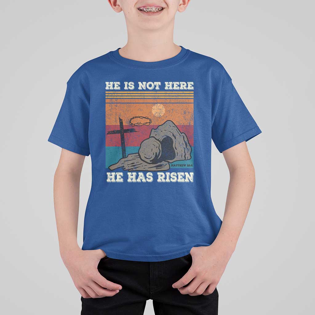 Jesus He is Risen T Shirt For Kid Matthew 28:6 Vintage Christian Easter