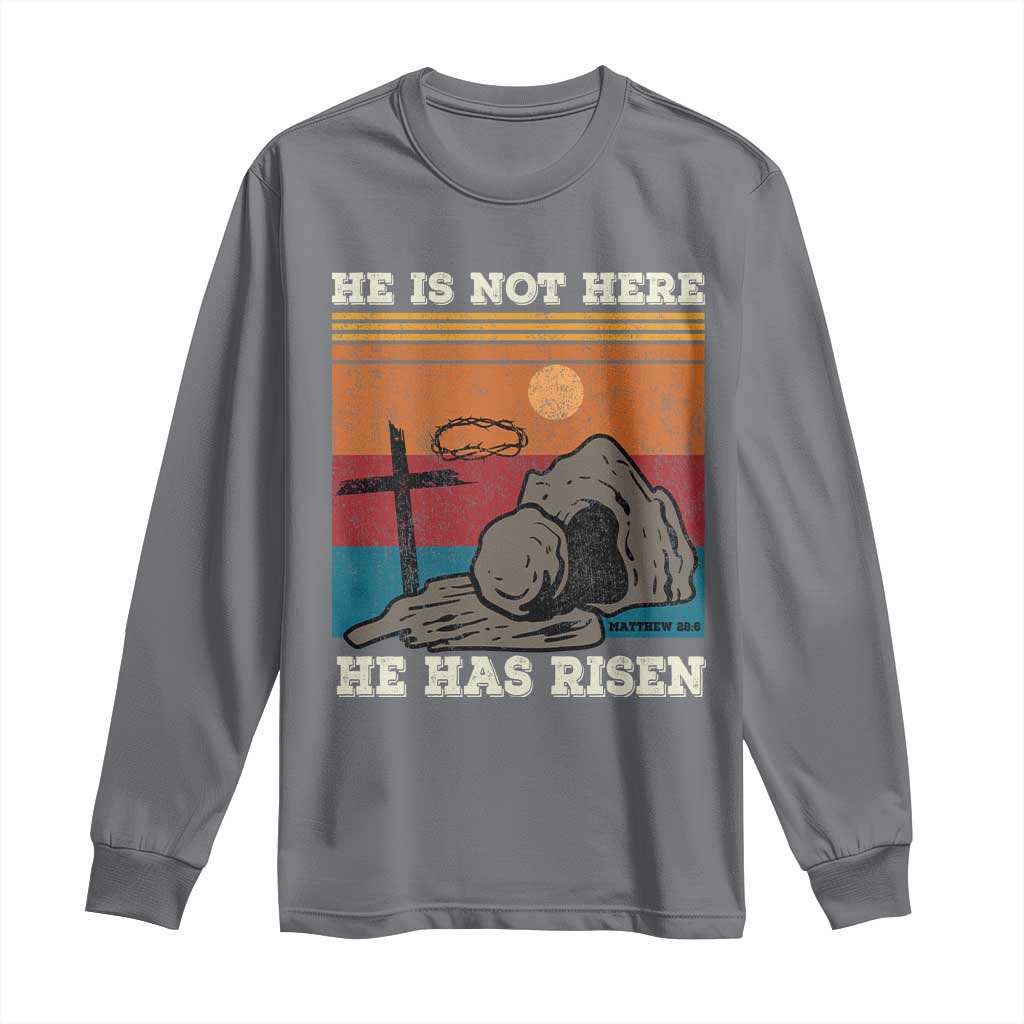 Jesus He is Risen Long Sleeve Shirt Matthew 28:6 Vintage Christian Easter