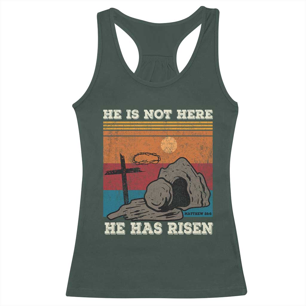Jesus He is Risen Racerback Tank Top Matthew 28:6 Vintage Christian Easter