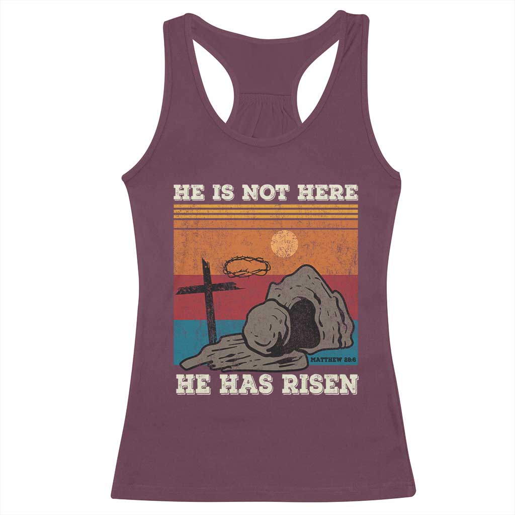Jesus He is Risen Racerback Tank Top Matthew 28:6 Vintage Christian Easter