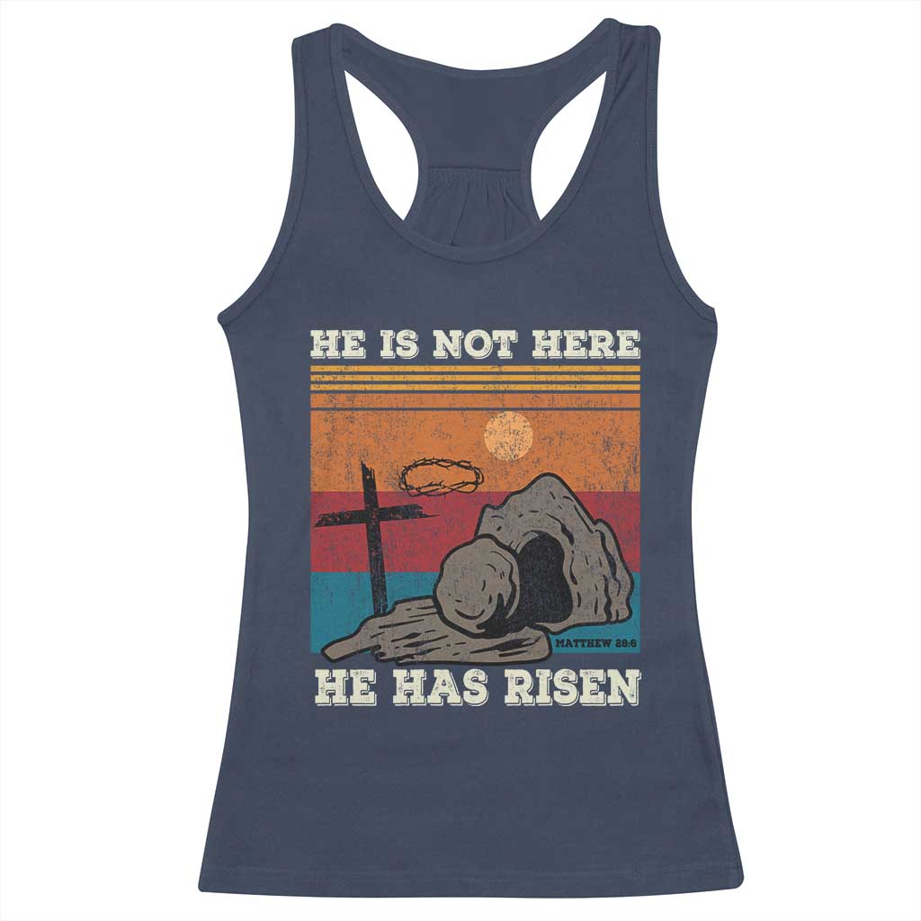 Jesus He is Risen Racerback Tank Top Matthew 28:6 Vintage Christian Easter
