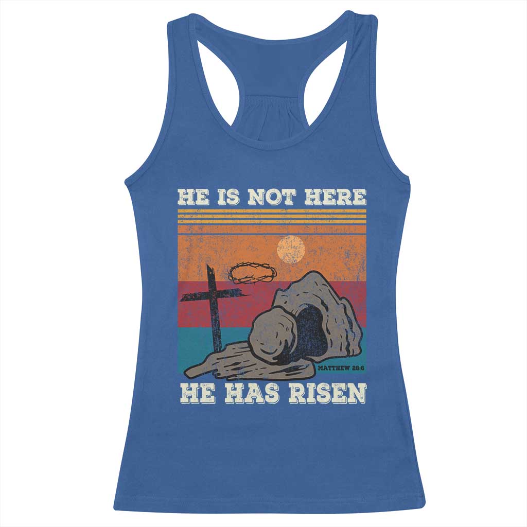 Jesus He is Risen Racerback Tank Top Matthew 28:6 Vintage Christian Easter