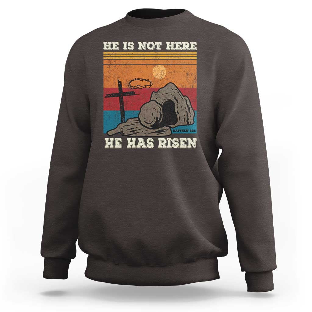 Jesus He is Risen Sweatshirt Matthew 28:6 Vintage Christian Easter