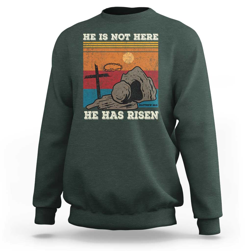 Jesus He is Risen Sweatshirt Matthew 28:6 Vintage Christian Easter