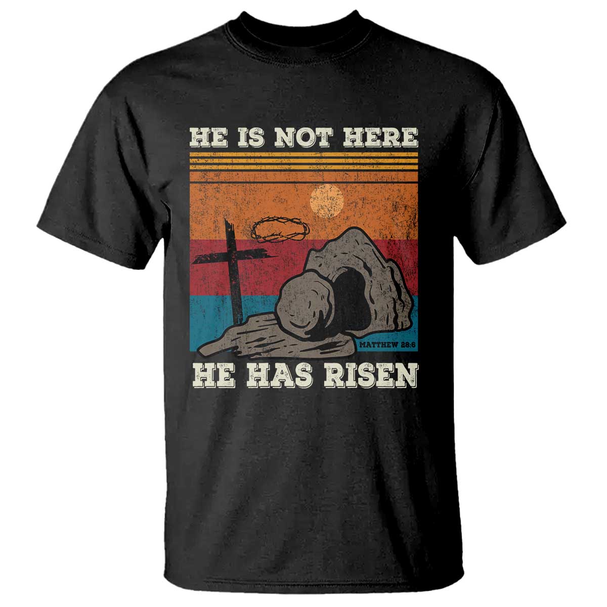 Jesus He is Risen T Shirt Matthew 28:6 Vintage Christian Easter