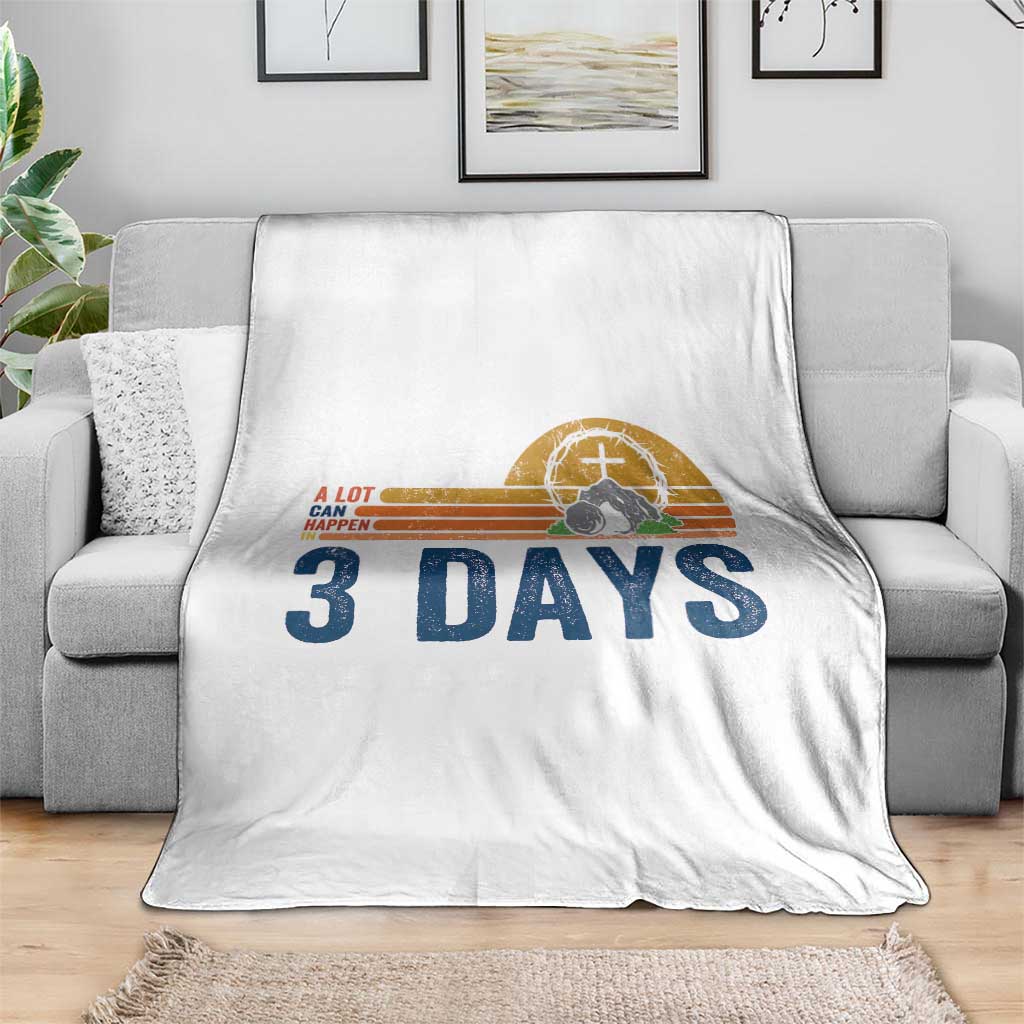 Easter A Lot Can Happen in 3 Days Throw Blanket Retro Religious Easter Christian - Wonder Print Shop