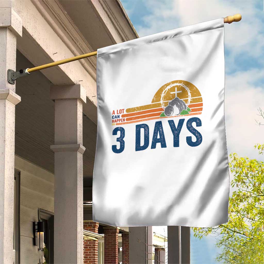 Easter A Lot Can Happen in 3 Days Garden Flag Retro Religious Easter Christian - Wonder Print Shop