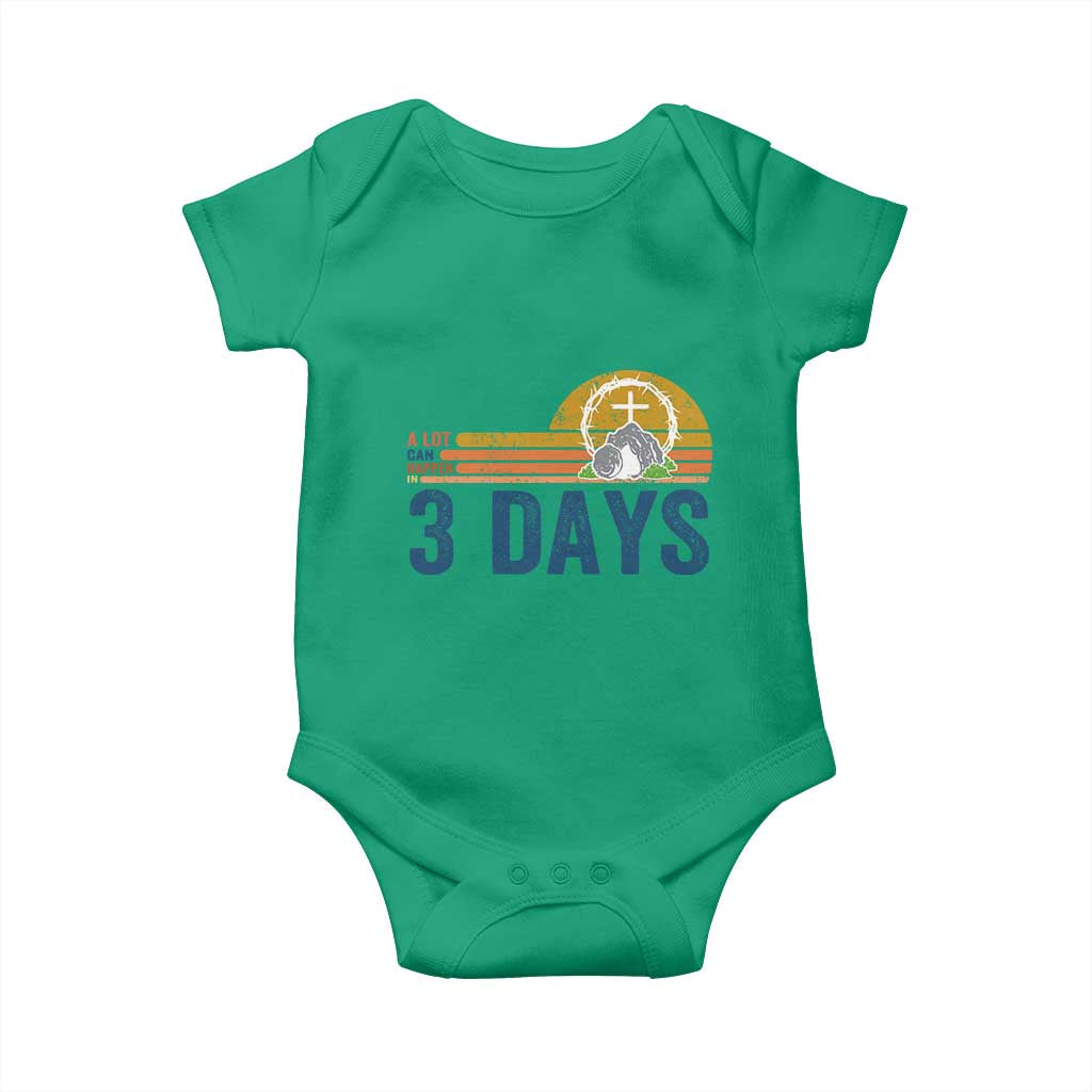 Easter A Lot Can Happen in 3 Days Baby Onesie Retro Religious Easter Christian - Wonder Print Shop