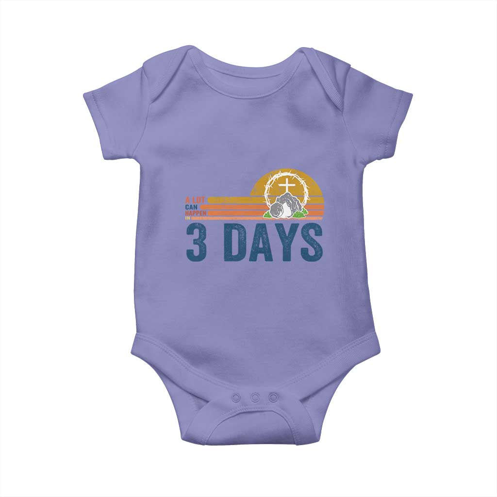 Easter A Lot Can Happen in 3 Days Baby Onesie Retro Religious Easter Christian - Wonder Print Shop