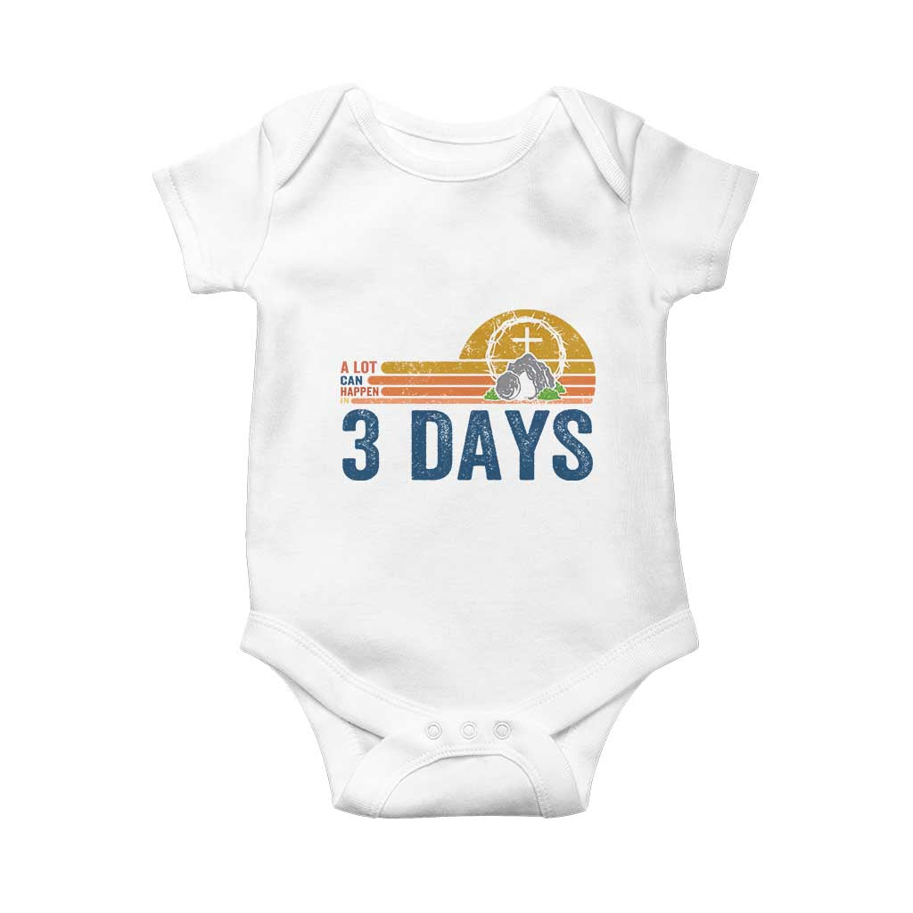 Easter A Lot Can Happen in 3 Days Baby Onesie Retro Religious Easter Christian - Wonder Print Shop