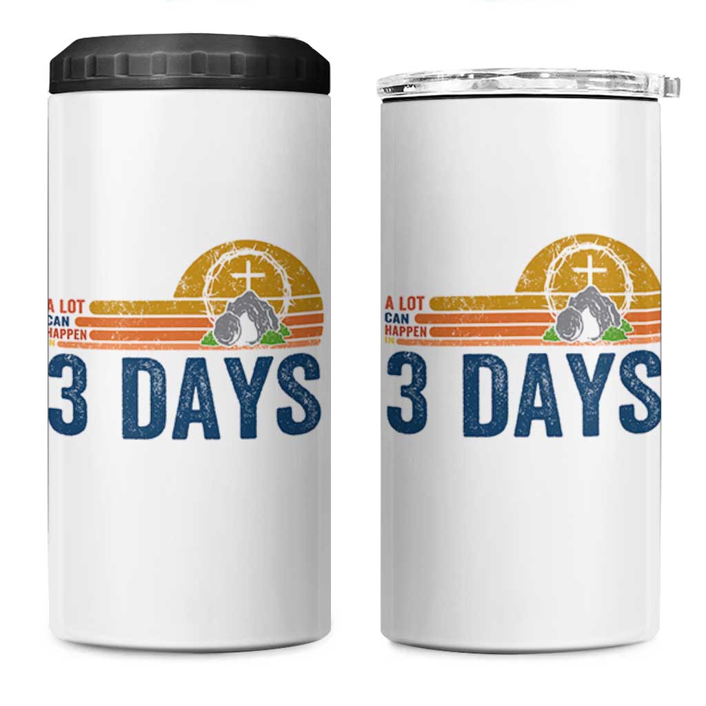 Easter A Lot Can Happen in 3 Days 4 in 1 Can Cooler Tumbler Retro Religious Easter Christian - Wonder Print Shop