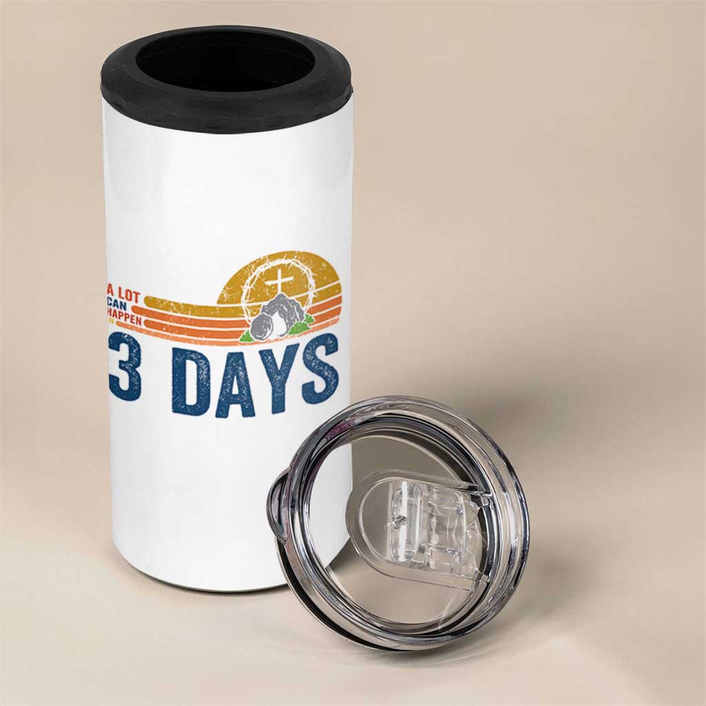Easter A Lot Can Happen in 3 Days 4 in 1 Can Cooler Tumbler Retro Religious Easter Christian - Wonder Print Shop
