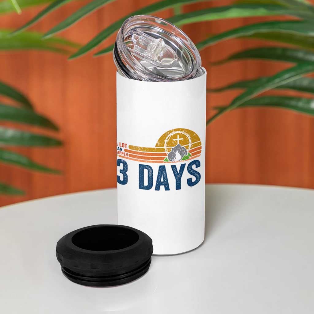 Easter A Lot Can Happen in 3 Days 4 in 1 Can Cooler Tumbler Retro Religious Easter Christian - Wonder Print Shop