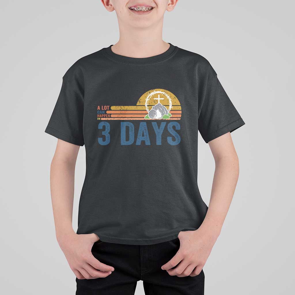 Easter A Lot Can Happen in 3 Days T Shirt For Kid Retro Religious Easter Christian - Wonder Print Shop