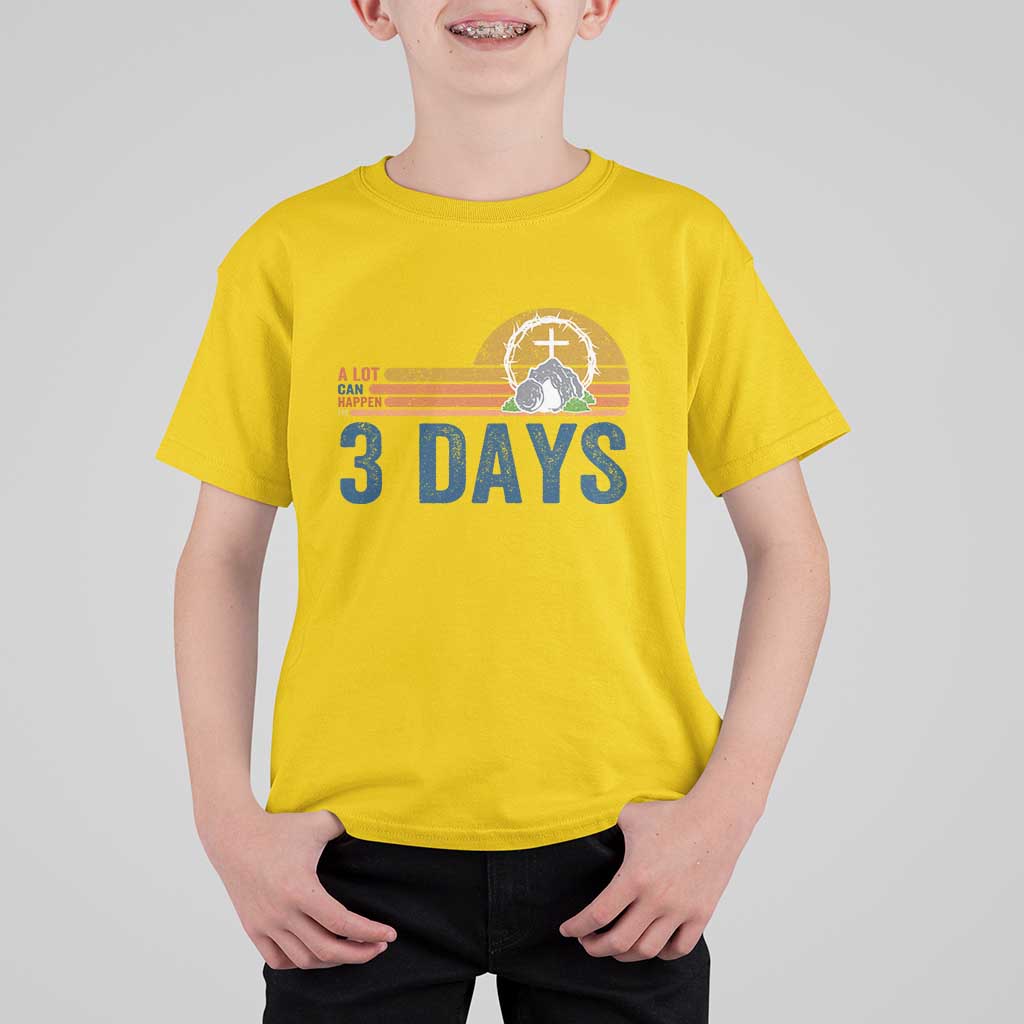 Easter A Lot Can Happen in 3 Days T Shirt For Kid Retro Religious Easter Christian - Wonder Print Shop