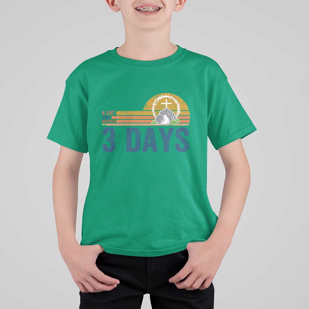 Easter A Lot Can Happen in 3 Days T Shirt For Kid Retro Religious Easter Christian - Wonder Print Shop
