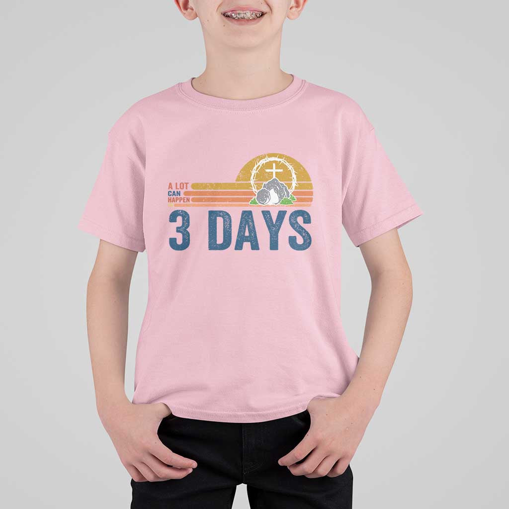 Easter A Lot Can Happen in 3 Days T Shirt For Kid Retro Religious Easter Christian - Wonder Print Shop