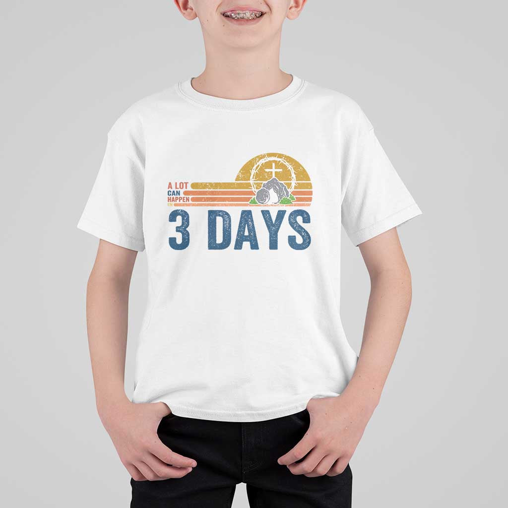 Easter A Lot Can Happen in 3 Days T Shirt For Kid Retro Religious Easter Christian - Wonder Print Shop