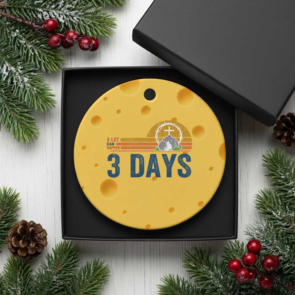 Easter A Lot Can Happen in 3 Days Ceramic Ornament Retro Religious Easter Christian - Wonder Print Shop
