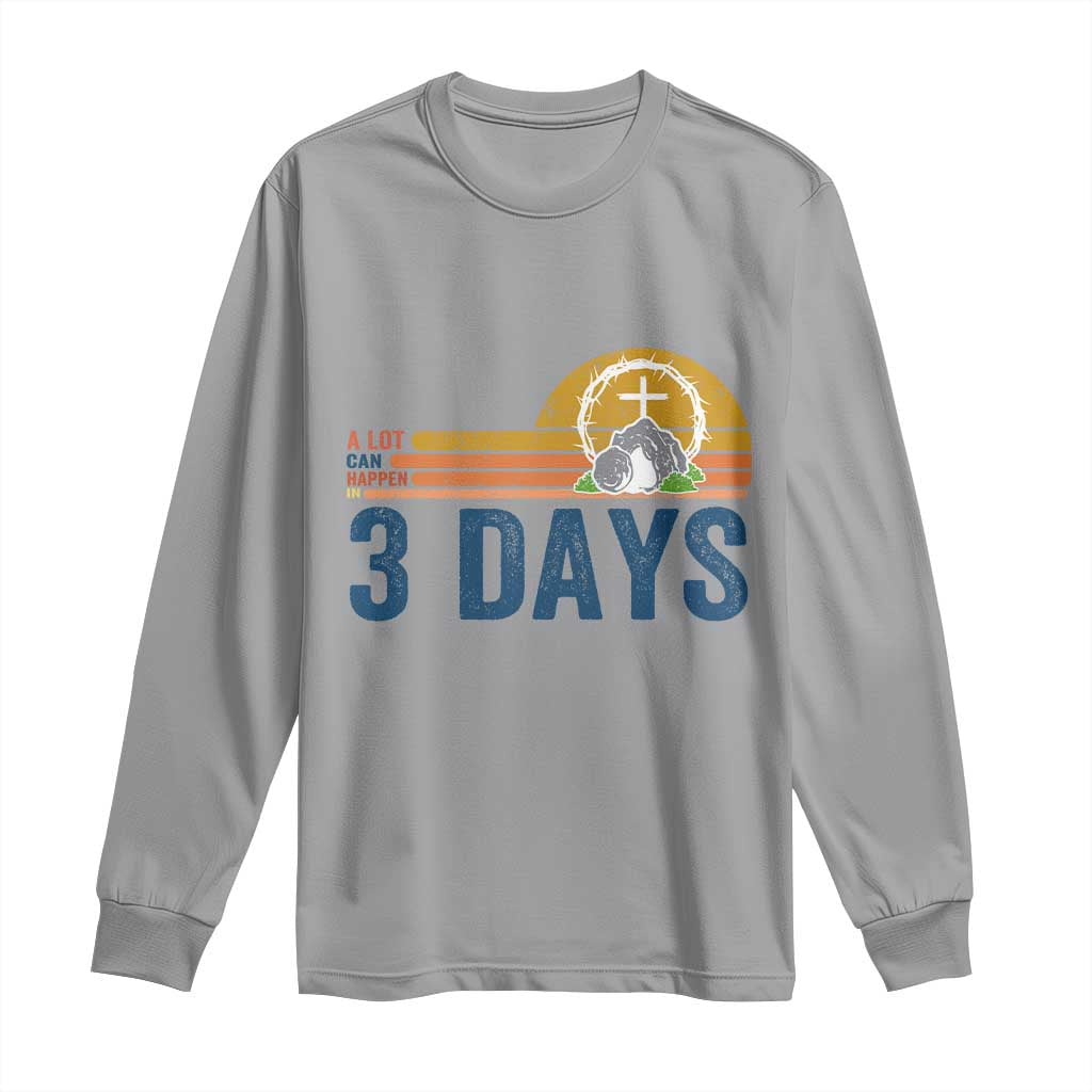 Easter A Lot Can Happen in 3 Days Long Sleeve Shirt Retro Religious Easter Christian - Wonder Print Shop