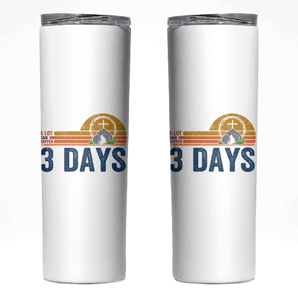 Easter A Lot Can Happen in 3 Days Skinny Tumbler Retro Religious Easter Christian - Wonder Print Shop