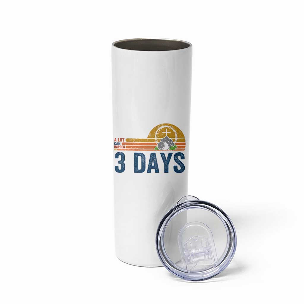 Easter A Lot Can Happen in 3 Days Skinny Tumbler Retro Religious Easter Christian - Wonder Print Shop