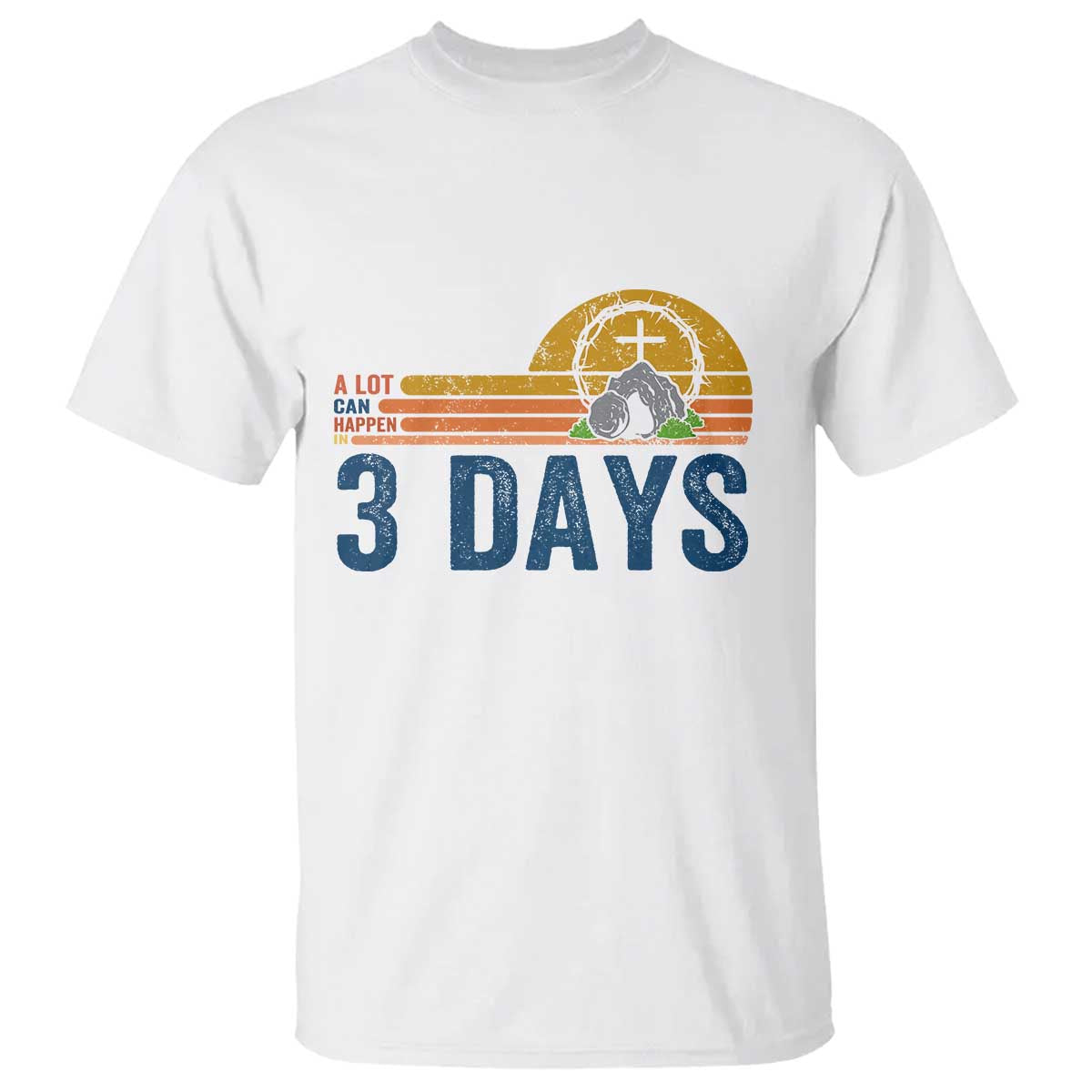 Easter A Lot Can Happen in 3 Days T Shirt Retro Religious Easter Christian - Wonder Print Shop