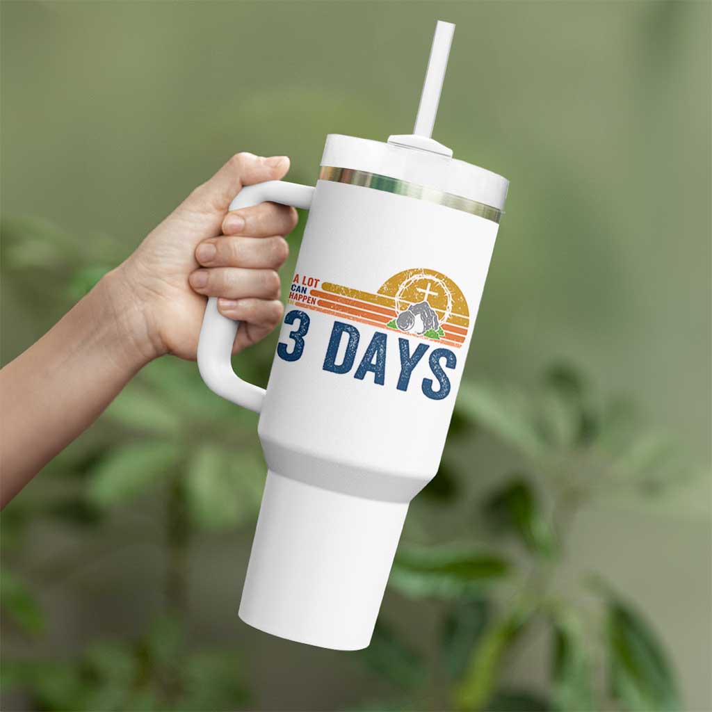 Easter A Lot Can Happen in 3 Days Tumbler With Handle Retro Religious Easter Christian - Wonder Print Shop