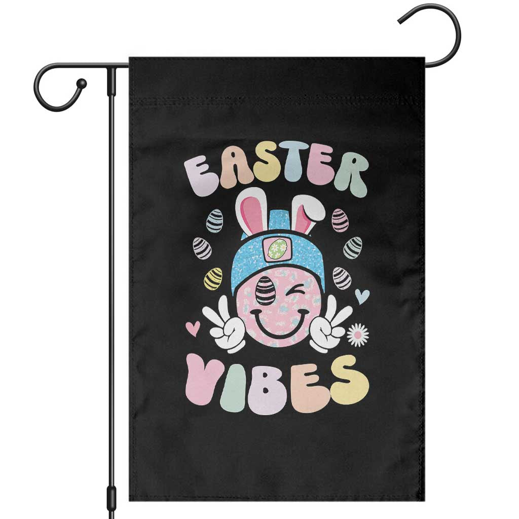 Groovy Easter Vibes Garden Flag Retro Bunny Smile Eggs - Wonder Print Shop