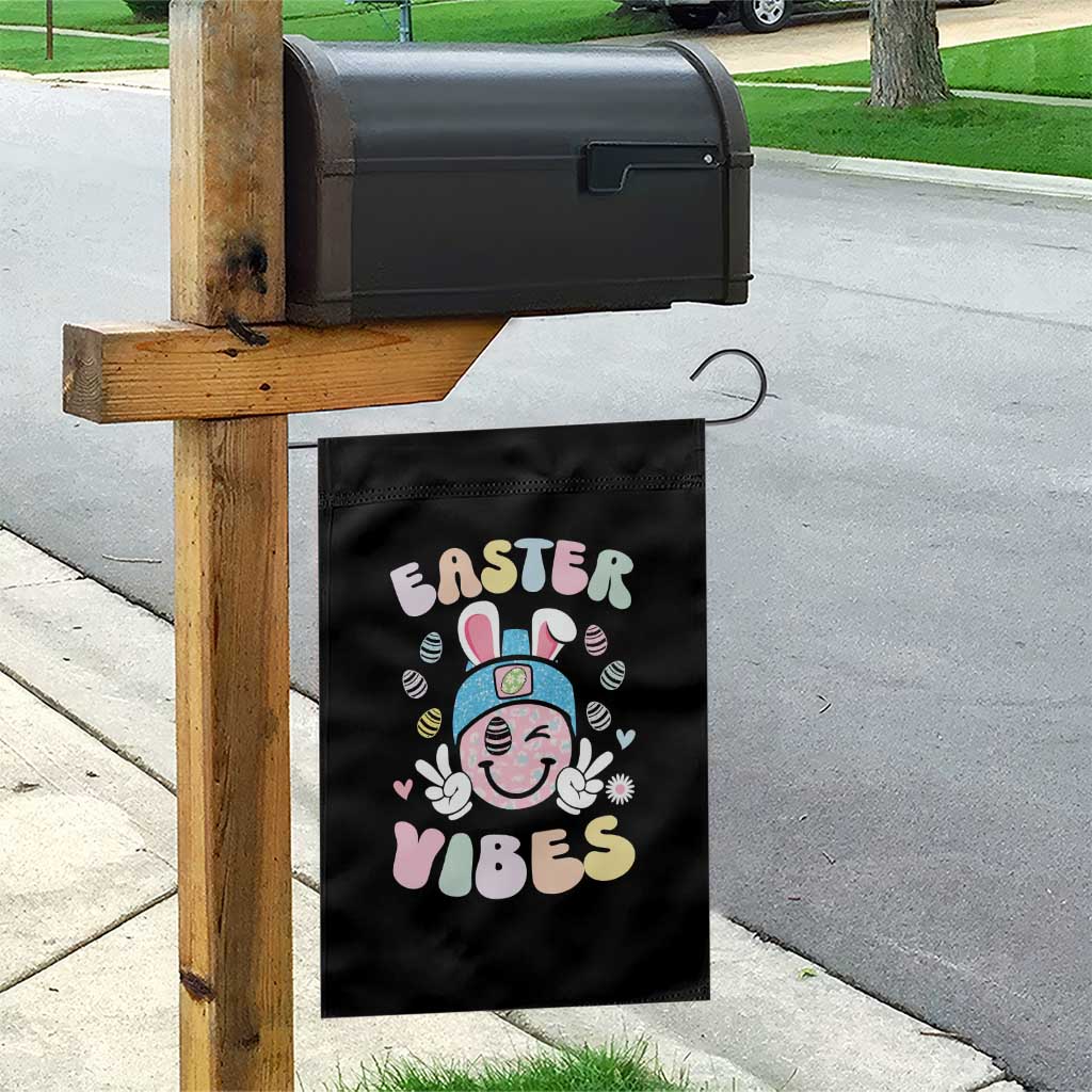 Groovy Easter Vibes Garden Flag Retro Bunny Smile Eggs - Wonder Print Shop