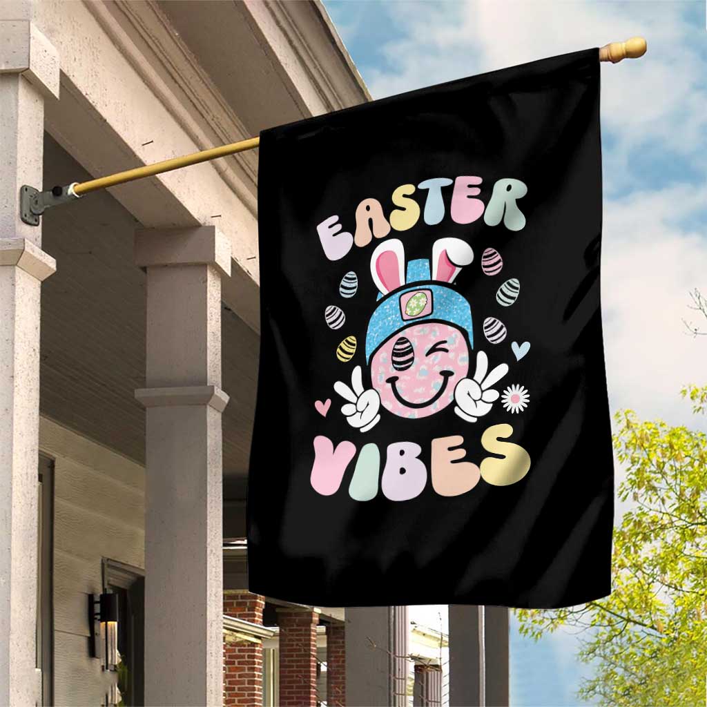 Groovy Easter Vibes Garden Flag Retro Bunny Smile Eggs - Wonder Print Shop