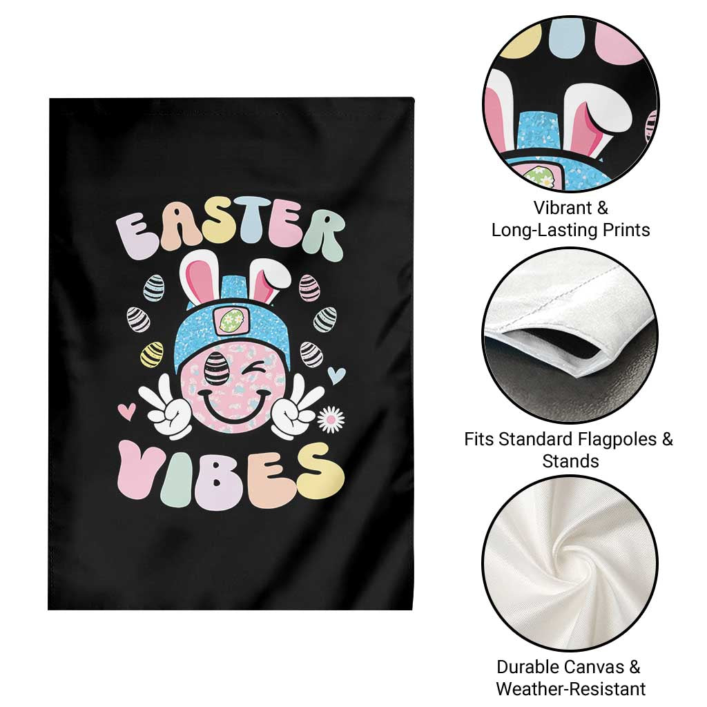 Groovy Easter Vibes Garden Flag Retro Bunny Smile Eggs - Wonder Print Shop