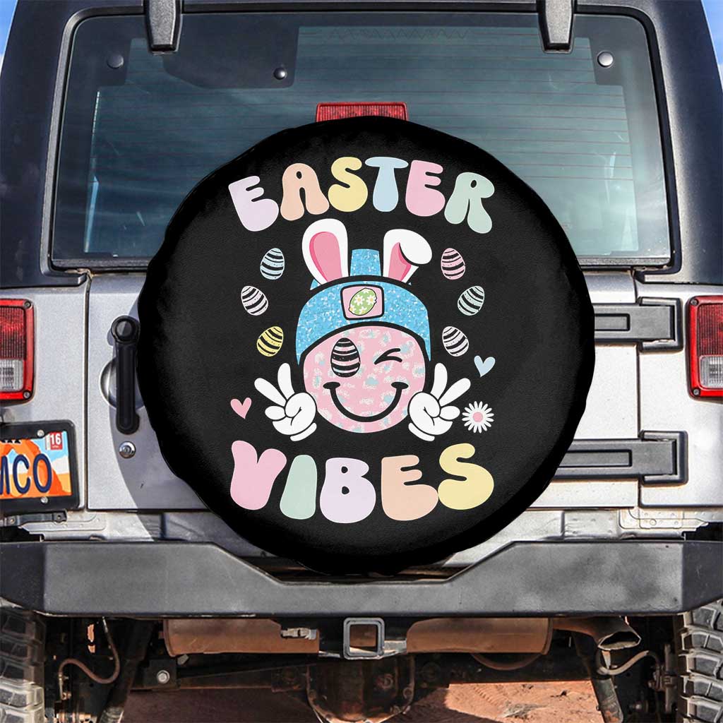 Groovy Easter Vibes Spare Tire Cover Retro Bunny Smile Eggs - Wonder Print Shop