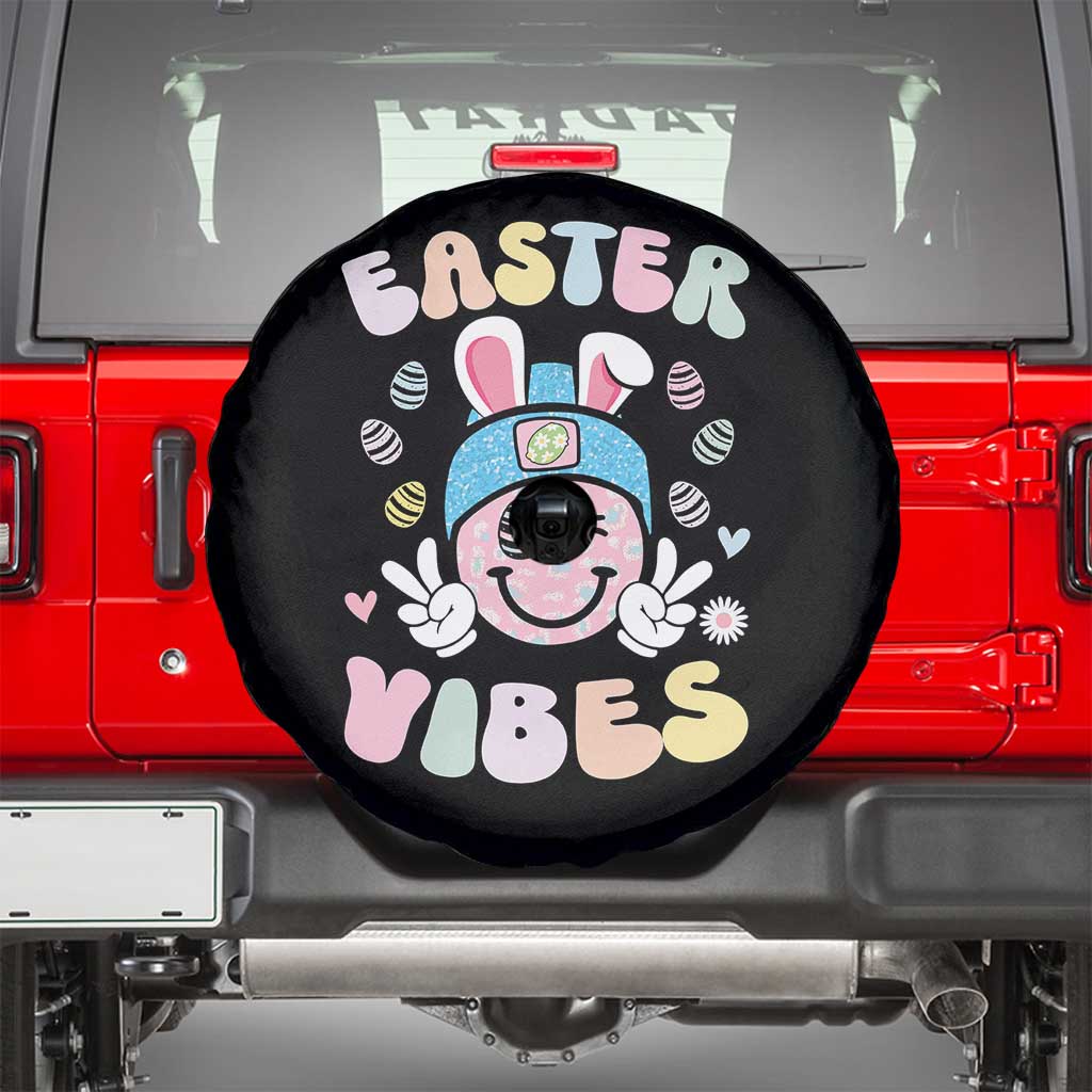 Groovy Easter Vibes Spare Tire Cover Retro Bunny Smile Eggs - Wonder Print Shop