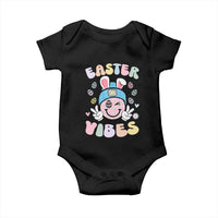 Groovy Easter Vibes Baby Onesie Retro Bunny Smile Eggs - Wonder Print Shop