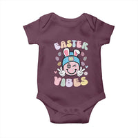 Groovy Easter Vibes Baby Onesie Retro Bunny Smile Eggs - Wonder Print Shop