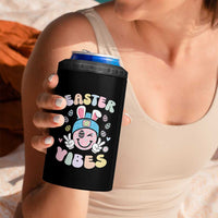 Groovy Easter Vibes 4 in 1 Can Cooler Tumbler Retro Bunny Smile Eggs - Wonder Print Shop