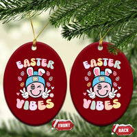 Groovy Easter Vibes Ceramic Ornament Retro Bunny Smile Eggs - Wonder Print Shop