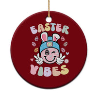 Groovy Easter Vibes Ceramic Ornament Retro Bunny Smile Eggs - Wonder Print Shop