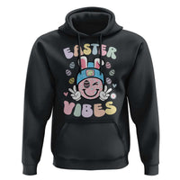Groovy Easter Vibes Hoodie Retro Bunny Smile Eggs - Wonder Print Shop