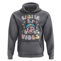 Groovy Easter Vibes Hoodie Retro Bunny Smile Eggs - Wonder Print Shop