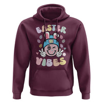 Groovy Easter Vibes Hoodie Retro Bunny Smile Eggs - Wonder Print Shop
