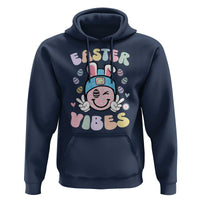 Groovy Easter Vibes Hoodie Retro Bunny Smile Eggs - Wonder Print Shop