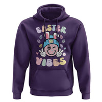 Groovy Easter Vibes Hoodie Retro Bunny Smile Eggs - Wonder Print Shop