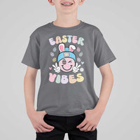 Groovy Easter Vibes T Shirt For Kid Retro Bunny Smile Eggs - Wonder Print Shop