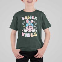 Groovy Easter Vibes T Shirt For Kid Retro Bunny Smile Eggs - Wonder Print Shop