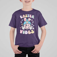 Groovy Easter Vibes T Shirt For Kid Retro Bunny Smile Eggs - Wonder Print Shop