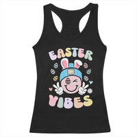 Groovy Easter Vibes Racerback Tank Top Retro Bunny Smile Eggs - Wonder Print Shop