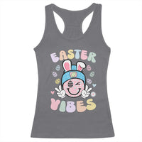 Groovy Easter Vibes Racerback Tank Top Retro Bunny Smile Eggs - Wonder Print Shop