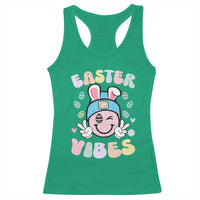 Groovy Easter Vibes Racerback Tank Top Retro Bunny Smile Eggs - Wonder Print Shop